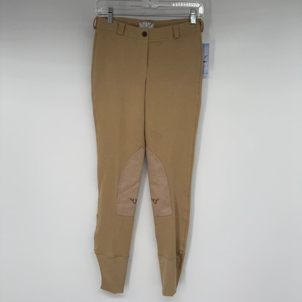 NWT TuffRider Ladies Starter Lowrise Pull-On Knee Patch Breeches Sz 26 Light Tan